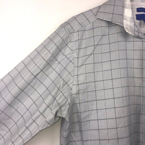 Egara Windowpane Print Long Sleeve Men's Dress Shirt Size 15-15 1/2 - Picture 3 of 11